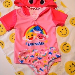 Baby Shark Pinkfong Smartstudy Two piece Toddler Swimsuit 2T Pink
